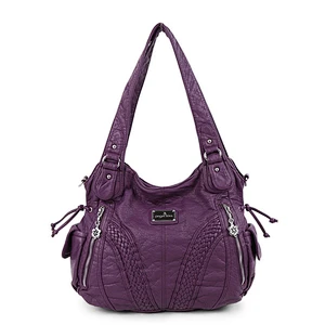 Custom wholesale ladies pu leather handbags womens tote shoulder bags
