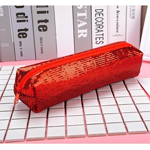 Customized Factory Wholesale Sequin Zipper Pencil Case Student Stationery Colorful Creative Simple Stationery Bag