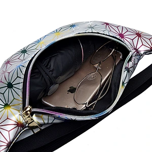 Geometric Wholesale Waterproof Glitter Shiny Women Custom PU Bum Bag Girls Hologram Waist Bag Holographic Fanny Pack