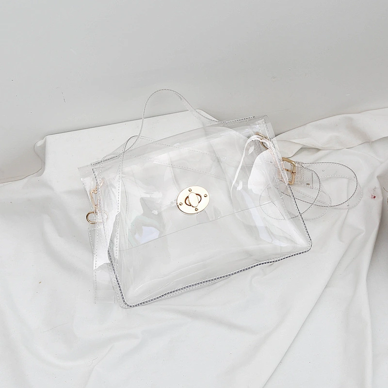 Wholesale customized fashion waterproof high quality women transparent handbag shoulder pvc bags women handbags