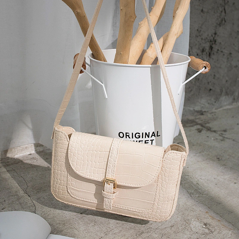 Fashion Crocodile Pattern Small Square Underarm Bag Belt Buckle Decoration Mobile Phone Bag Messenger Female Shoulder Bag