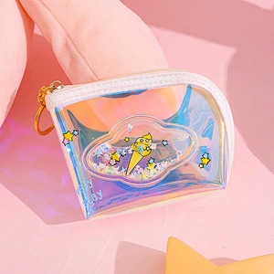 Manufacturer fashion laser quicksand coin purse girl storage coin bag student mini purse