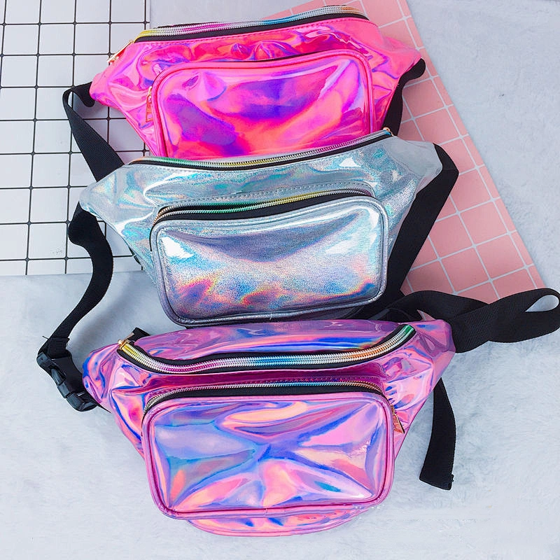 Ladies new laser PU sports waist bag chest bag multifunctional color single shoulder messenger outdoor wholesale customization