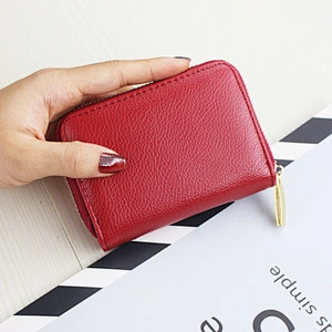 2020 new solid color lychee pattern organ card bag women's ID card holder coin purse all-in-one bag