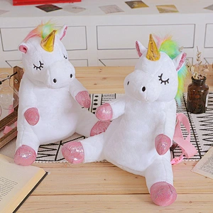 Fashion wholesale creative new rainbow unicorn plush toy backpack girl cute small backpack