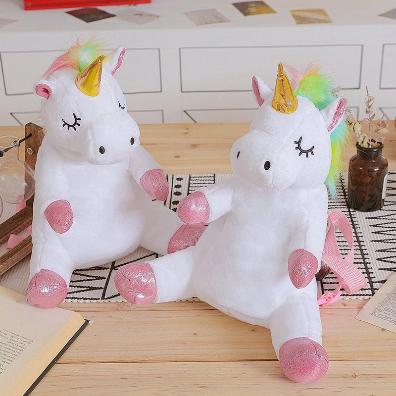 Fashion wholesale creative new rainbow unicorn plush toy backpack girl cute small backpack