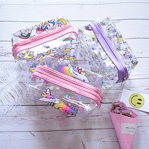 High Quality Retail Cartoon Unicorn Dinosaur Printing PVC Waterproof Cosmetic Makeup Bag