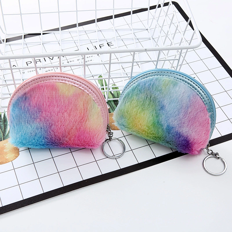 Factory customized wholesale colorful plush coin purse ladies creative mini purse storage coin purse