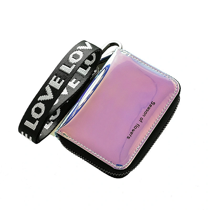 2020 New Ladies Organ Card Holder Laser Hanging Neck Zipper Business Card Bag Female Korean Cute Multi-Card Holder