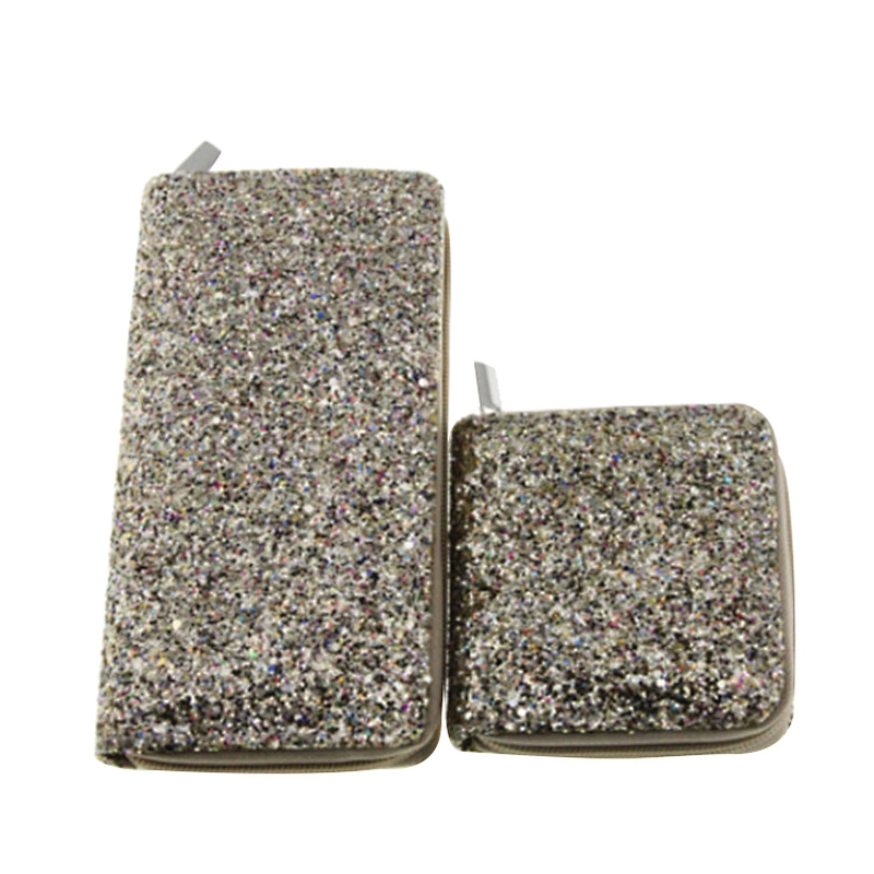 New fashion laser long clutch wallets women sequins pu leather handheld clutch wallet