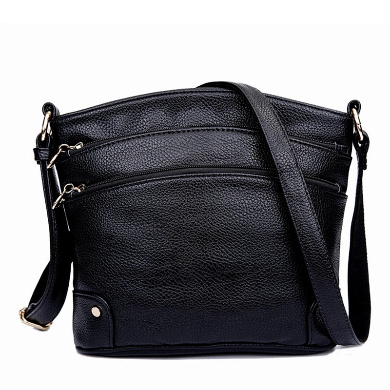 High quality women triple zip pocket large capacity single shoulder bag crossbody bag