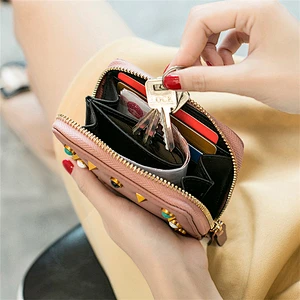 Women's Genuine Leather Cute Purse Sling Chain Small Bag Zipper Women Wallet With Diamonds