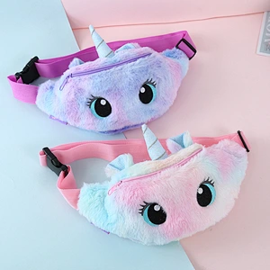 2020 Fashion Children Plush Unicorn Waist Bag Unicorn Crossbody Cute Rainbow Pink Kids Fanny Pack