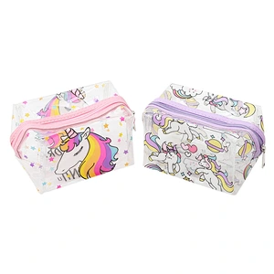 Wholesale Custom Waterproof Zipper Pvc Transparent Makeup Bag Unicorn Cosmetic Pouch
