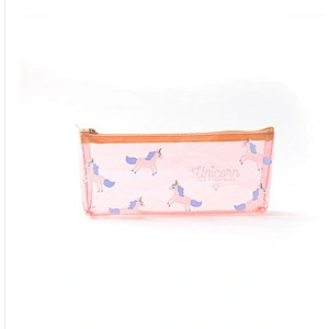 Cheap Wholesale Girls Kawaii Kids Transparent PVC Cute Unicorn School Pencil Case