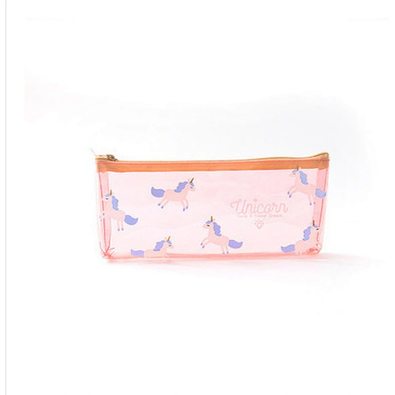Cheap Wholesale Girls Kawaii Kids Transparent PVC Cute Unicorn School Pencil Case