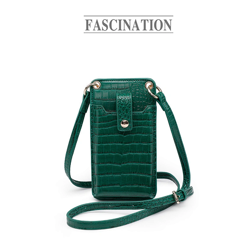 Fashion embossed crocodile leather cell phone crossbody bag wallet mobile phone bags cases