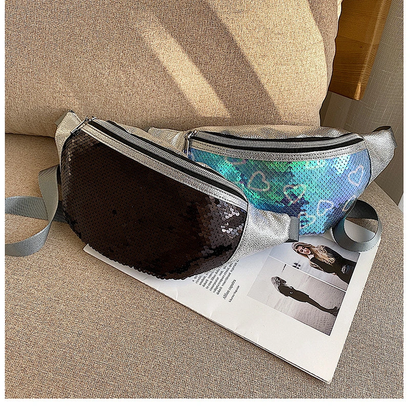 Sequins Holographic Waist Bags Women Wholesale Fanny Pack Waist Pack Girls Laser Chest Women Waist Bum Belt Bag