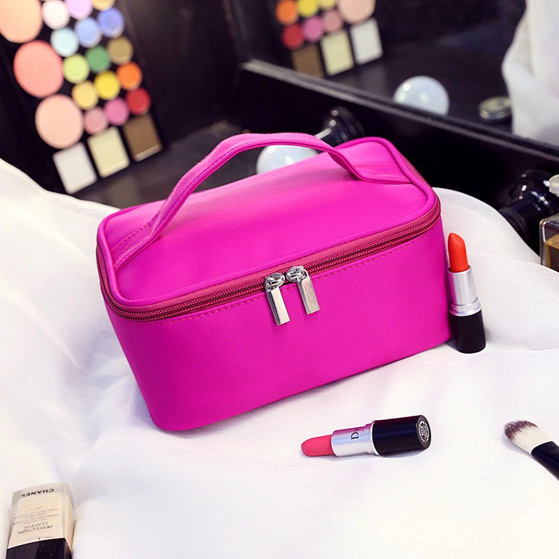 Custom Nylon Ladies Elegant Cosmetic Bag Portable Folding Travel Single Layer Cosmetic Bag