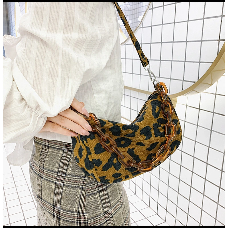 New Popular Bag Fashion All-Match Texture Animal Print Shoulder Bag Western Style Leopard Print Underarm Shoulder Bag