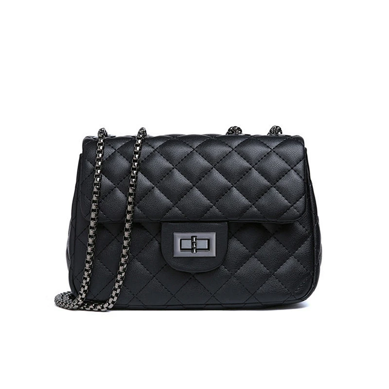 New trendy women genuine leather crossbody shoulder bags ladies chain sling bag