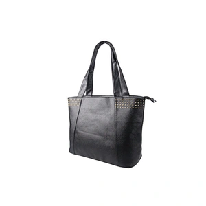 High Quality PU Leather Black Tote Bags Ladies Shopping Handbag