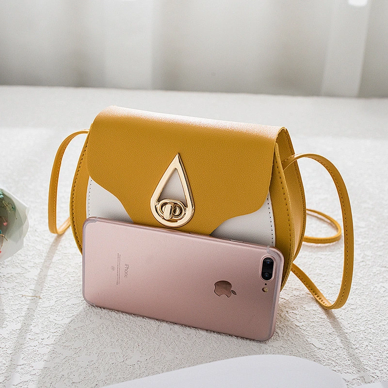 Korean Version 2020 New Small Mobile Phone Bag Personality Water Drop Lock PU Female Shoulder Bag Crossbody Bag