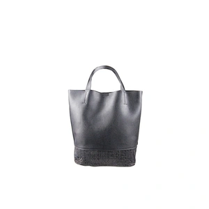 China Wholesale Black Leather Ladies Tote Bag Travel Handbag Sets