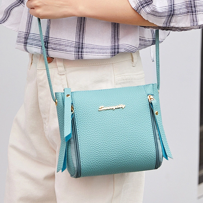 Factory Direct Handbags New Students Korean Messenger Small Bags Soft Leather Lychee Pattern Female Crossbody Bag