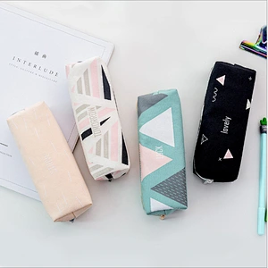 Factory Wholesale Cartoon Custom Logo Cotton Canvas Zipper Pouch School Student Pencil Bag