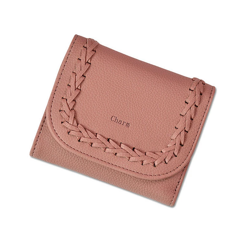 Wholesale New Design Young Girls 4 color stock Embossed weave girls money clip wallet