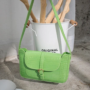 Fashion Crocodile Pattern Small Square Underarm Bag Belt Buckle Decoration Mobile Phone Bag Messenger Female Shoulder Bag