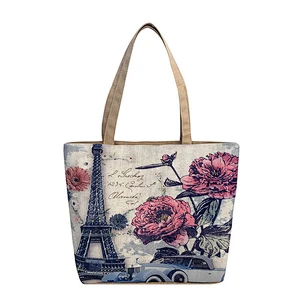 2019 New Arrivals Handbags Women Custom Printed Durable Canvas Shopping Sling Bag