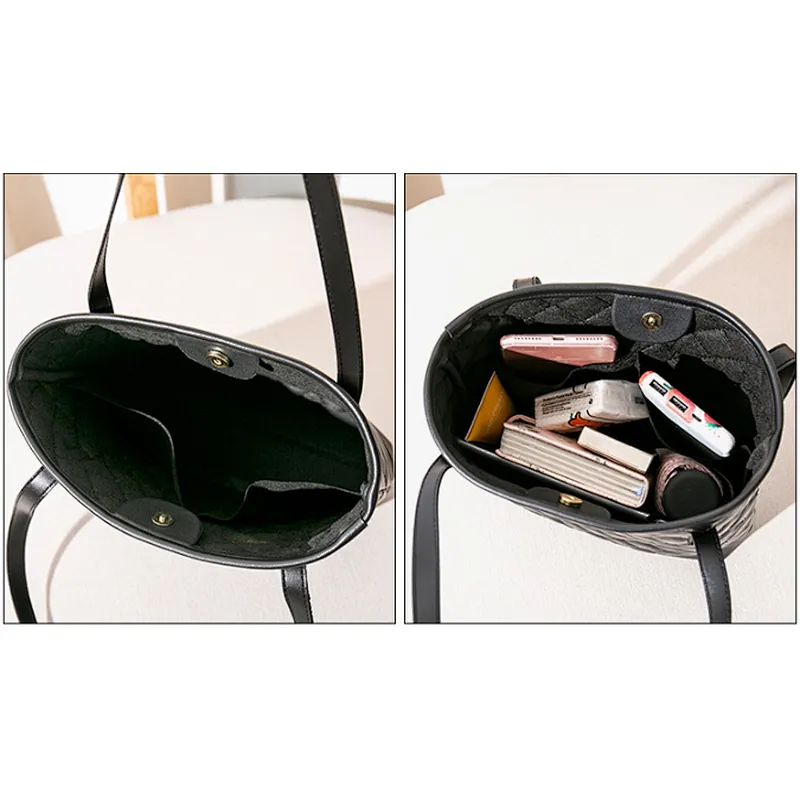 New Style Black Tote Bags Textured Handbag Ladies Wild Single-Shoulder  Bag Foreign Style Bag