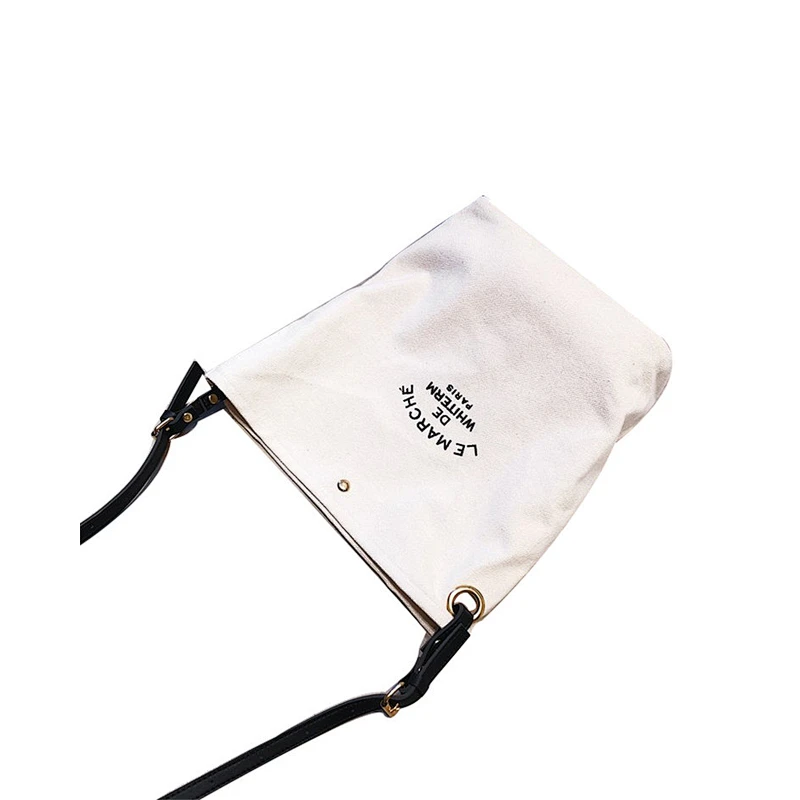 Promotional custom print cotton canvas zipper messenger bag with adjustable leather rope