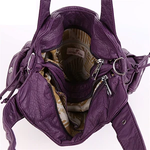 Custom wholesale ladies pu leather handbags womens tote shoulder bags