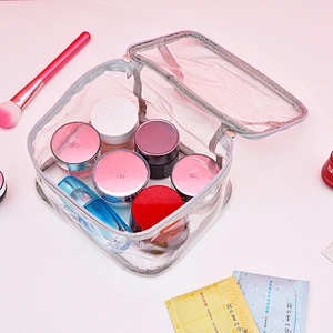 New Design Wholesale Popular PVC Eco Friendly Transparent Waterproof Handbag Big Capacity Makeup Cosmetic Bag