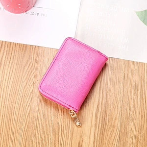 2020 new solid color lychee pattern organ card bag women's ID card holder coin purse all-in-one bag