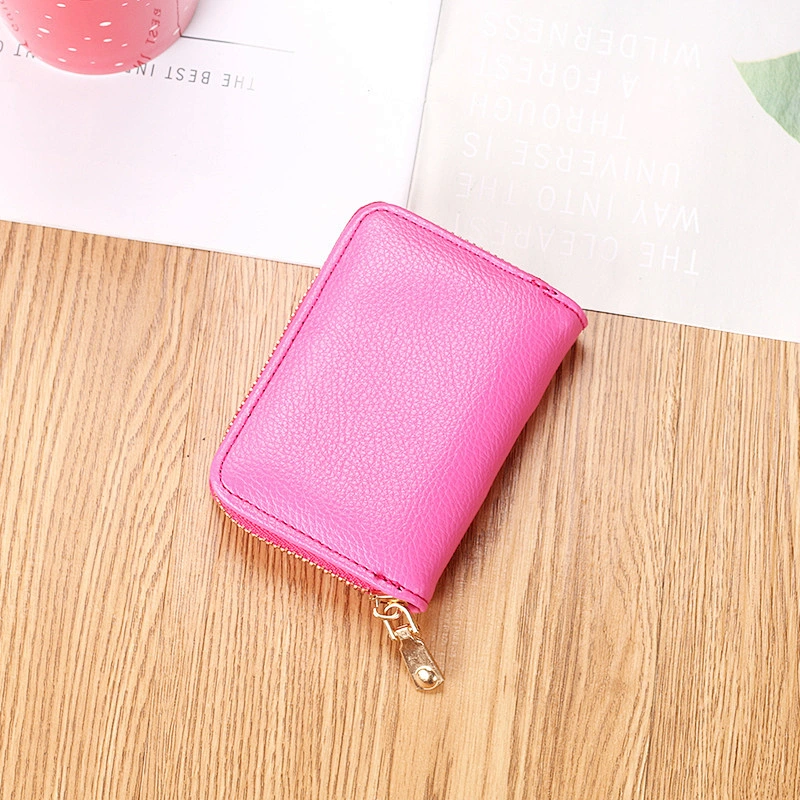2020 new solid color lychee pattern organ card bag women's ID card holder coin purse all-in-one bag