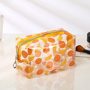 Creative 5 Styles Waterproof Transparent Cosmetic Fruits Printing Makeup Clear Case PVC Zipper Travel Bag