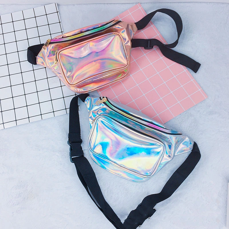 Ladies new laser PU sports waist bag chest bag multifunctional color single shoulder messenger outdoor wholesale customization