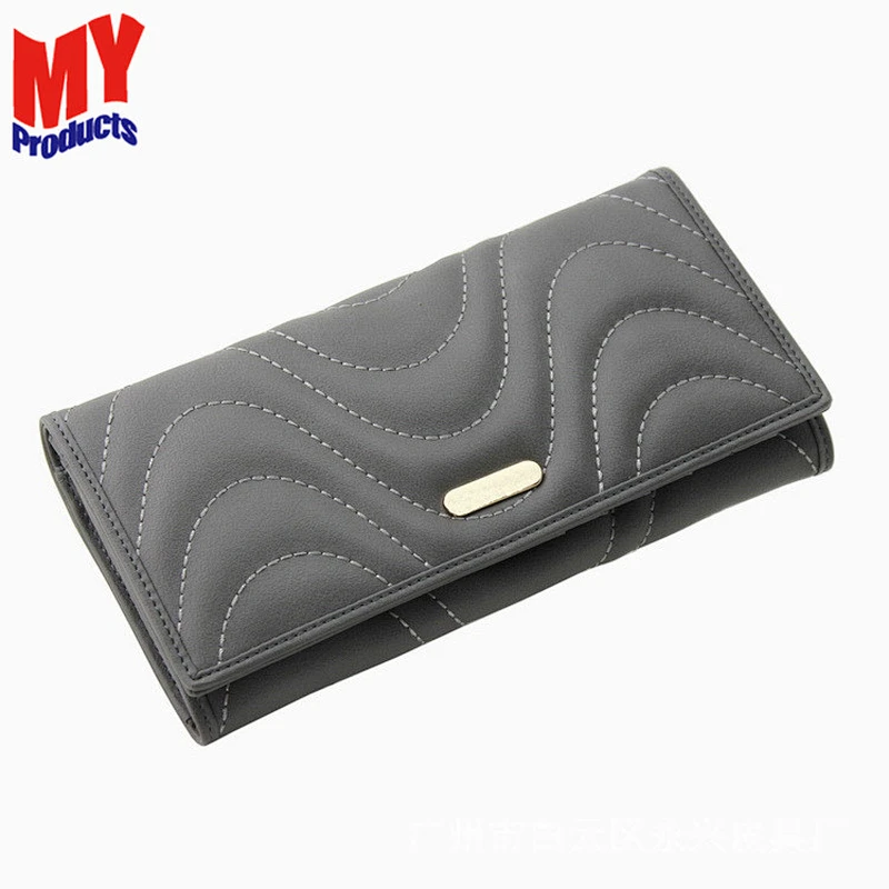 Fashion Simple Women Wallets Long Female Light Grey Leather Wallet Card Holder Women's Wallet