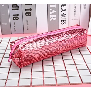 Customized Factory Wholesale Sequin Zipper Pencil Case Student Stationery Colorful Creative Simple Stationery Bag