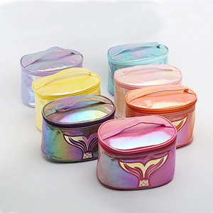 2020 Polyester Fabric Laser Colorful Fishtail Cosmetic Bag Outdoor Travel Portable Cosmetic Storage Handbag