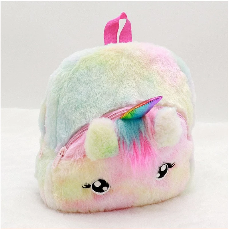 Fashion cartoon unicorn children kindergarten girl small school bag cute plush backpack