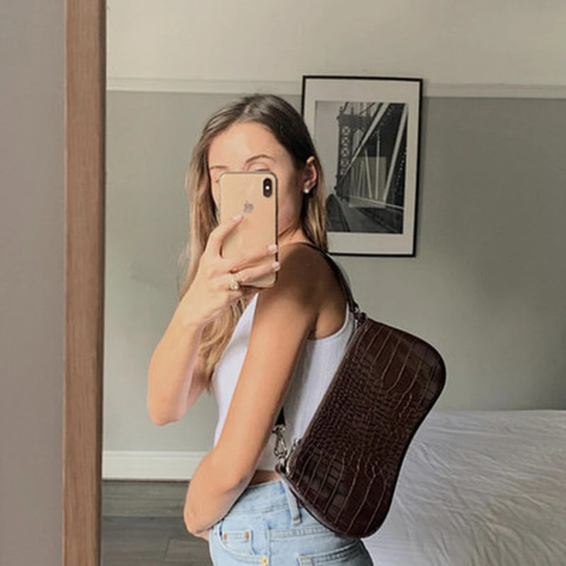 2020 New Fashion Leather Handbags Luxury Crocodile Pattern Underarm Bags Women Single Shoulder Bag