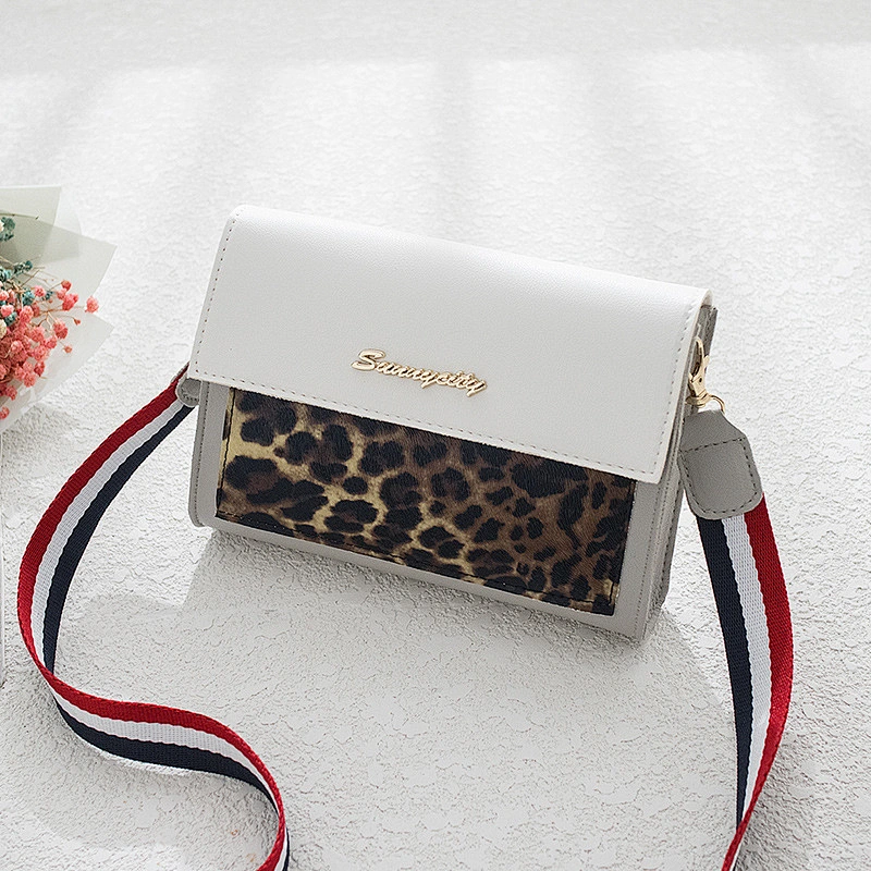 French 2021 New Korean Version Leopard Messenger Bag, Summer Texture Small Square Crossbody Bag