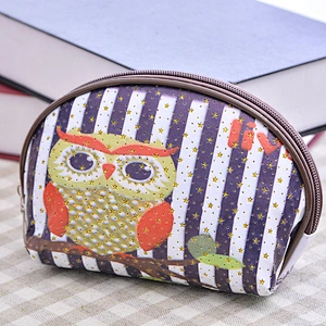 Korea Style Wholesale Gold Stars Printed Owl Pattern Pvc Semi-Circular Storage Bag Female Cosmetic Bag