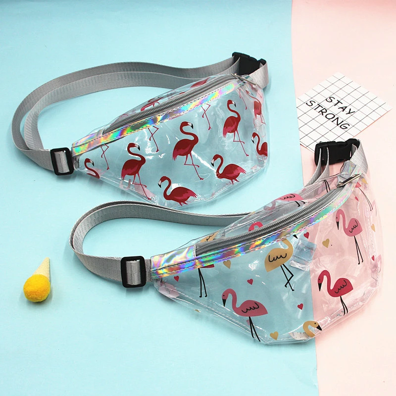 Fashion Women Unicorn Belt Bum Bag Girls Waterproof Transparent Clear Fanny Pack Pvc Waist Bag