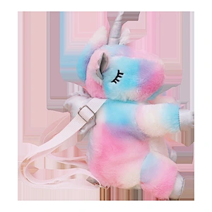 New cute colorful unicorn plush backpack doll pony shoulder bag children snack bag wholesale spot